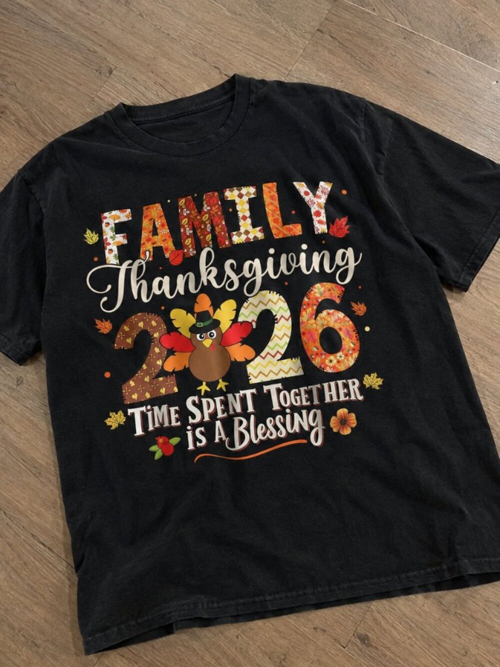 Family Thanksgiving 2026 Turkey Time Spent Together Black T-Shirt